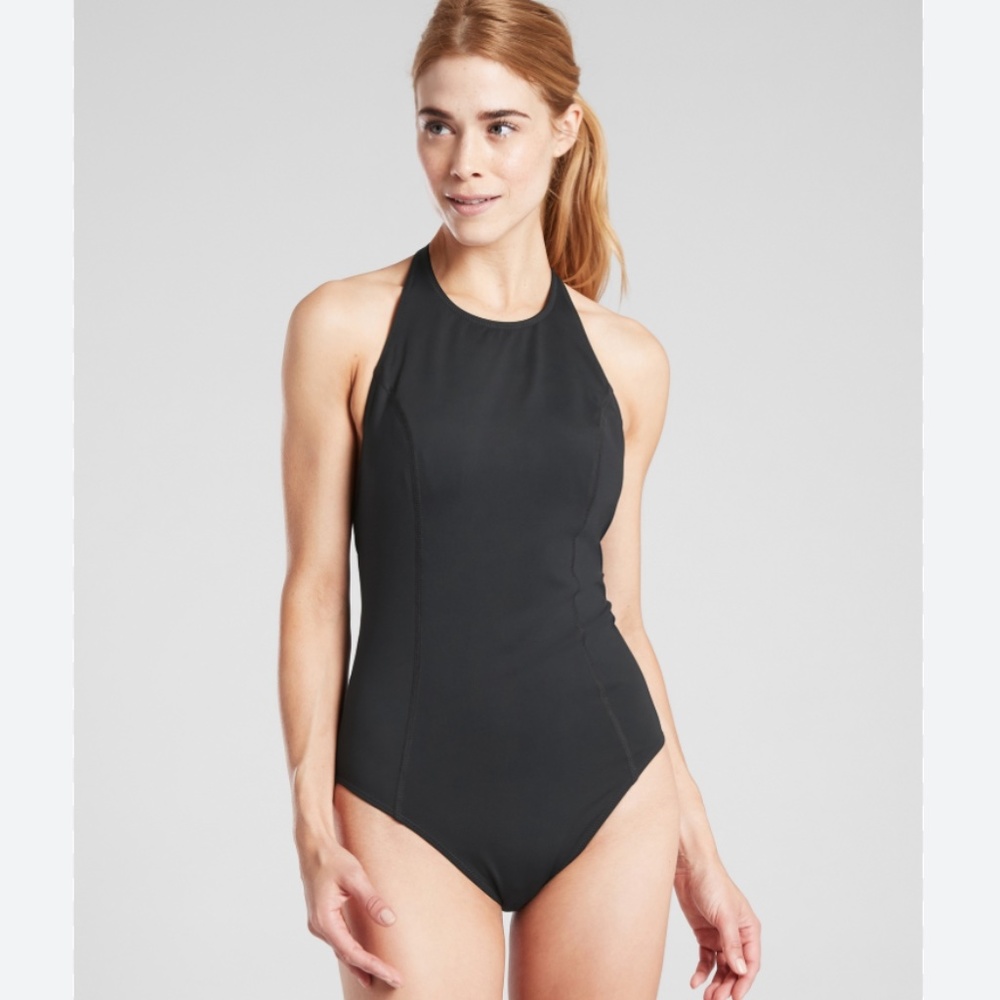 Athleta Offshore Paddle One Piece Black Halter Swimsuit Gap Swim L